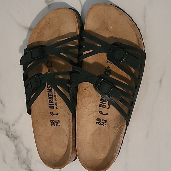 Birkenstock Granada Black Leather Strappy Buckle Soft Bed Sandals W7 Boho Comfy - Picture 12 of 12